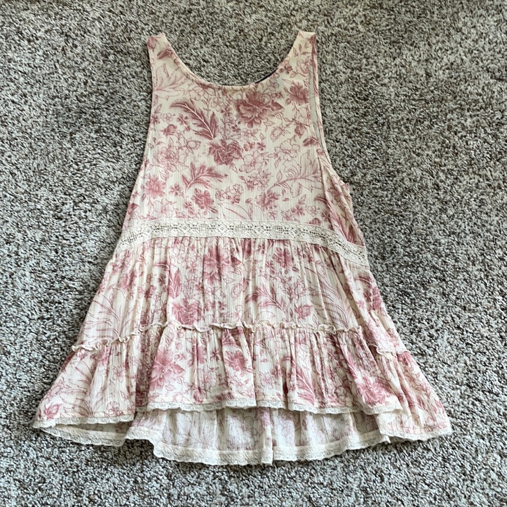 Nude and Pink Lace Tank Top